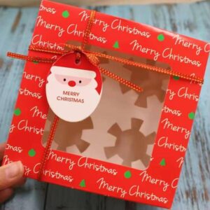 cartoon merry christmas cupcake newest design christmas craft paper boxes 4 holes cake packing gift box with clear window 1