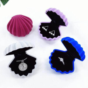 cartoon small shell jewelry box velvet collarbone necklace ring earring storage jewelry packaging box 1