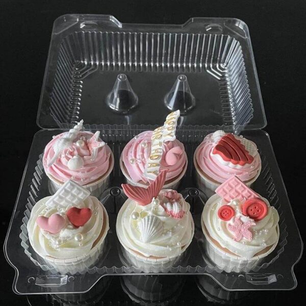 cheap 6 cavity cupcake boxes plastic clear clamshell mini cupcake container 1