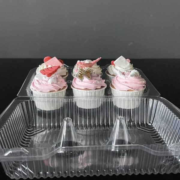 cheap 6 cavity cupcake boxes plastic clear clamshell mini cupcake container 4