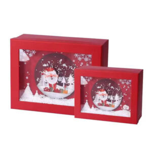 christmas gift box with window transparent snowflake red gift box 1