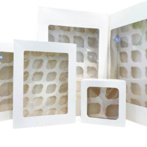 custom foldable white paper cup cake muffin packaging box individual 6 holes 8 holes 12 holes cupcake box with pvc window 3