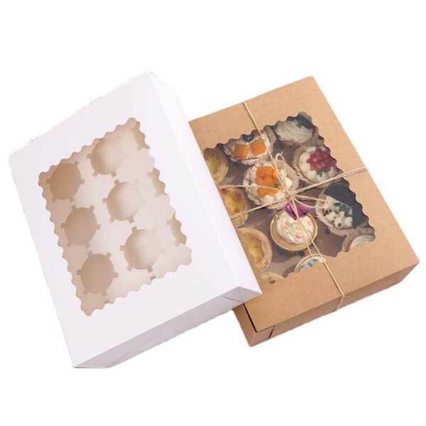 custom logo printed and size of cake packaging box cupcake boxes with window 3