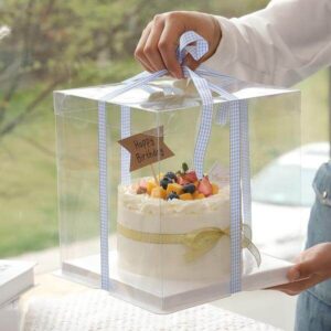 custom wholesale luxury transparent clear tall plastic gift transport box clear pvc birthday cake box 1