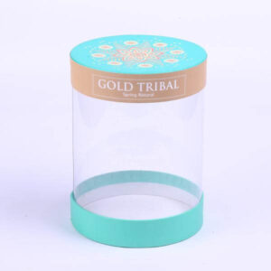 customized round paper box flower gift box pvc transparent clear window cylinder wedding packing cake box 1