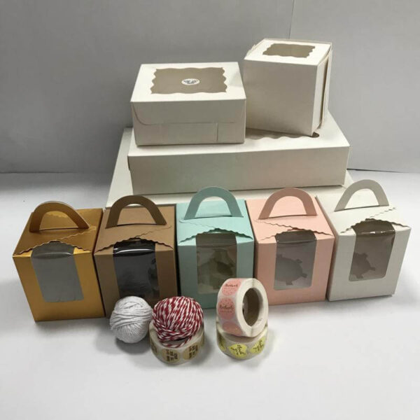 high quality kraft & white paper custom design made cupcake boxes with logo 3