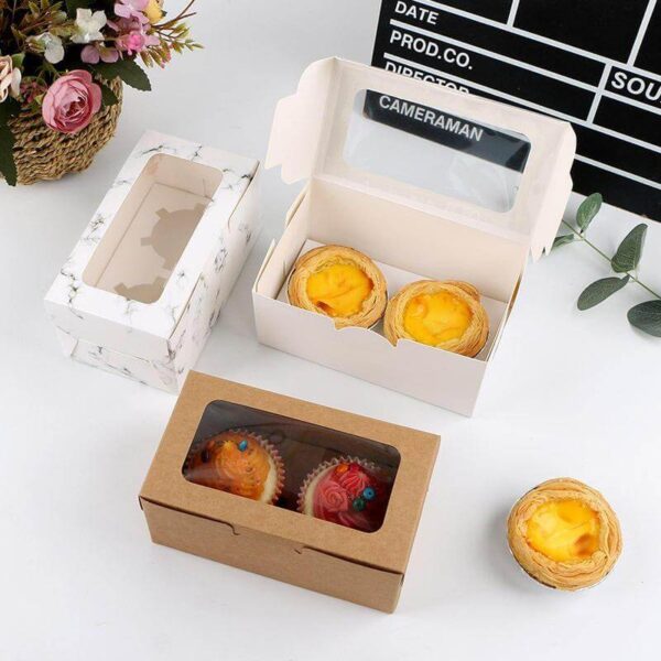 hot selling wedding custom cupcake boxes packaging 2 4 6 hole individual muffin paper cup cake box 1