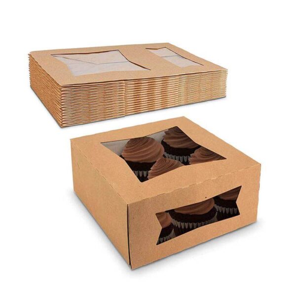 kraft paper cupcake packing box with window cardboard cake muffin candy box for christmas wedding party birthday favors 2