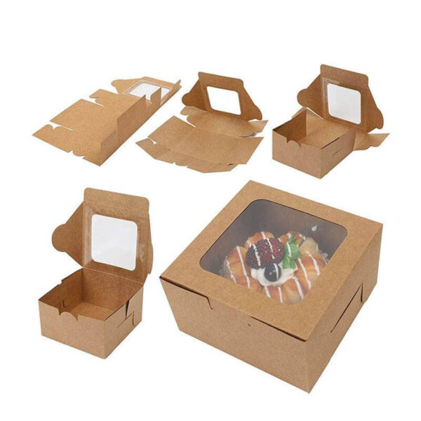 kraft paper cupcake packing box with window cardboard cake muffin candy box for christmas wedding party birthday favors 4