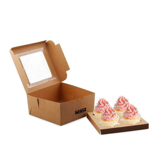 kraft paper cupcake packing box with window cardboard cake muffin candy box for christmas wedding party birthday favors 5