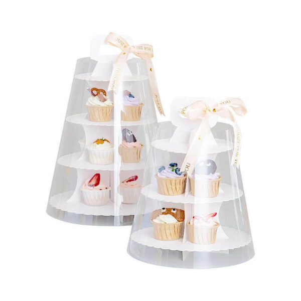 new style transparent cupcake box multilayer dessert packaging box with handle afternoon tea cake box 2