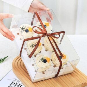 piccola scatola di imballaggio torta 2 fori 4 fori fondo supporto trasparente torta palmare scatola partito regalo cottura dessert box 1