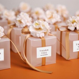 square clear pvc folding thank you box bridesmaid candy chocolate packaging small transparent wedding gift box 1