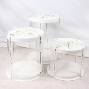 tall clear cylindrical pattern transparent round cake box flower gift dustproof exhibition storage box 1