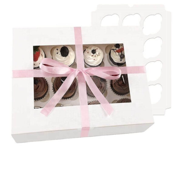 top selling food grade white cake dessert transparent packaging box customizable clear cupcake box with window 2