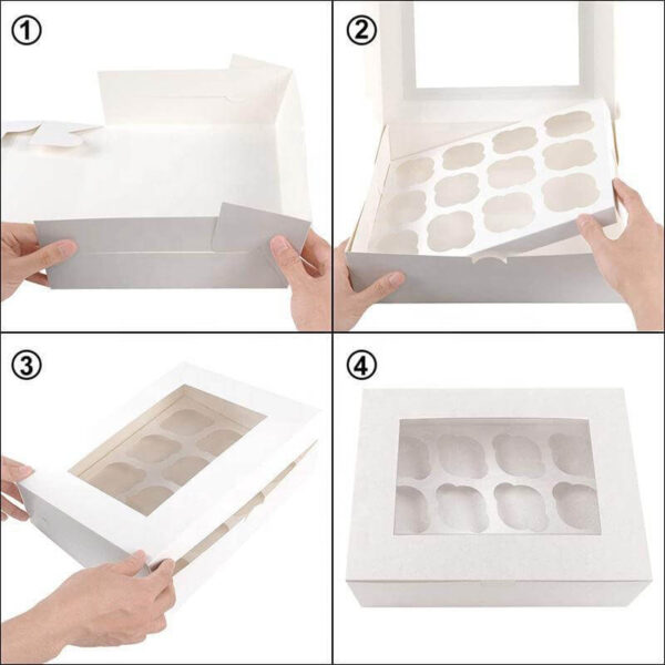 top selling food grade white cake dessert transparent packaging box customizable clear cupcake box with window 4