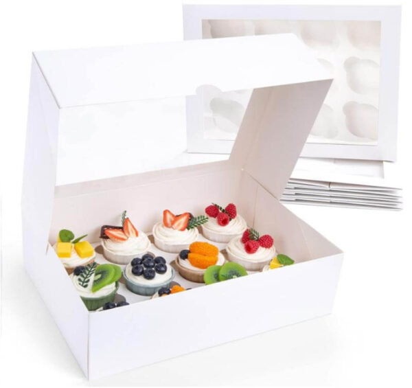 white paper cupcake box for birthday holiday party bakery cake packaging boxes cake 2