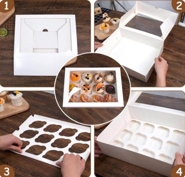 white paper cupcake box for birthday holiday party bakery cake packaging boxes cake 5