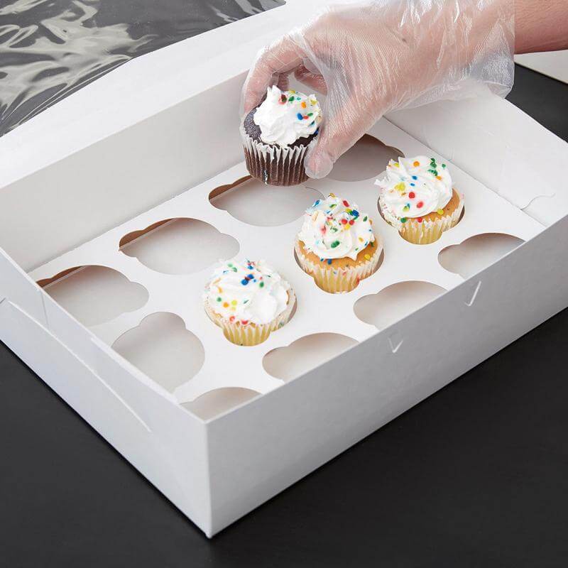 white cardboard cupcake box can accept printing 6 hole cupcake boxes with window 3