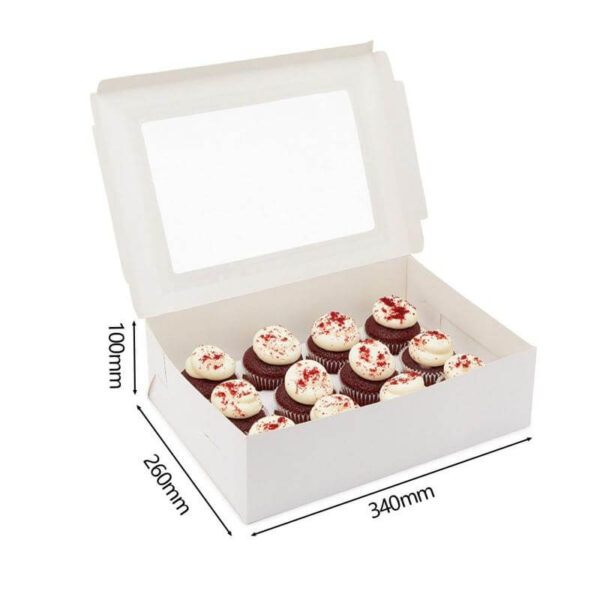 white cardboard cupcake box can accept printing 6 hole cupcake boxes with window 5