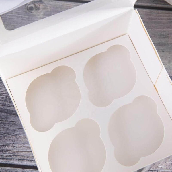 white cupcake box cardboard paper bakery cookies cup cake box with clear window 2