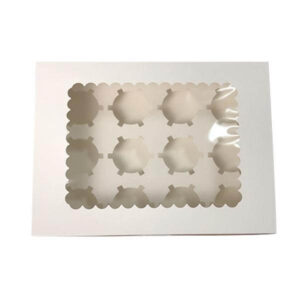 wholesale 12 pack cupcake boxes white cardboard pastry sweet muffin cup cake box dessert packaging with window 1