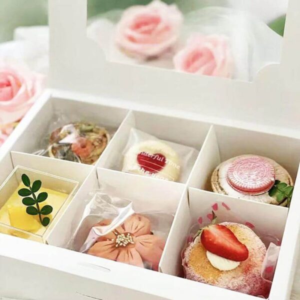 wholesale dessert paper box with 2 4 6 9 dividers cupcake packaging pastry sweets gift cup cake boxes 4