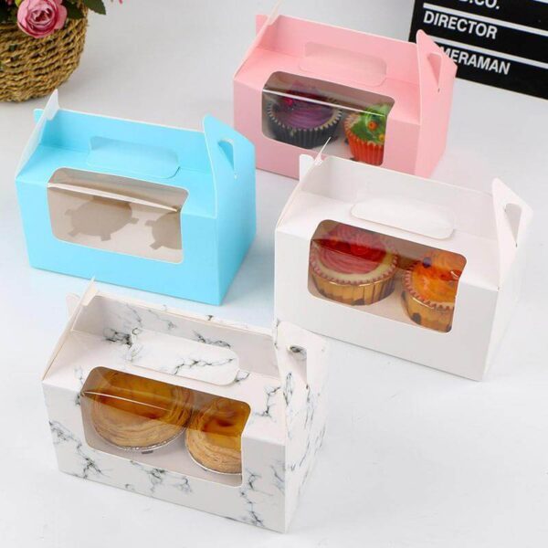 high quality handle paper colour window cupcake boxes 1