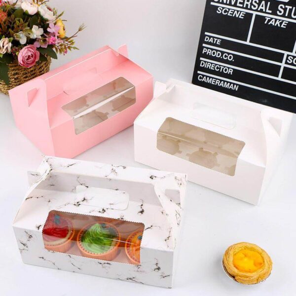 high quality handle paper colour window cupcake boxes 4