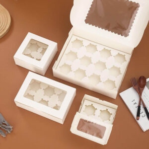 hot sale fast deliver 4 6 12 hole cupcake box desert cake take away paper box packaging 1