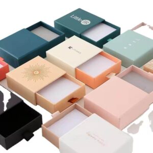 2024 new kp custom logo rigid sliding out drawer box fancy gift box for jewelry accessory storage retail box with ribbon 1