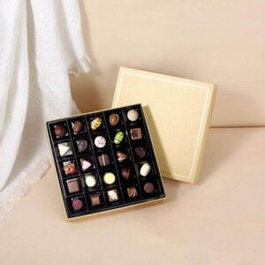 custom 24 days chocolate candy boxes packaging paper gold chocolate truffles boxes with plastic tray small chocolate gift box 1