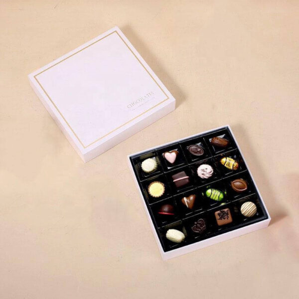 custom 24 days chocolate candy boxes packaging paper gold chocolate truffles boxes with plastic tray small chocolate gift box 2