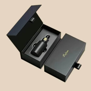 custom logo luxury black drawer magnetic bottle cosmetic paper gift packaging perfume boxes 1