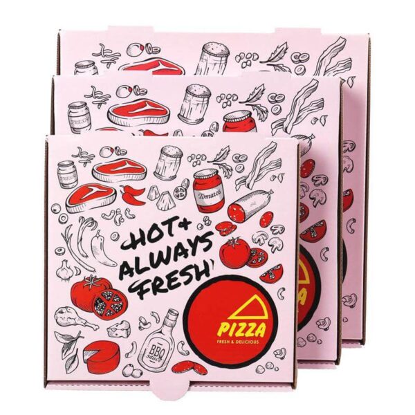 custom pizza box high quality practical white pizza boxes with logo carrier for pizza packages colored design packaging 2