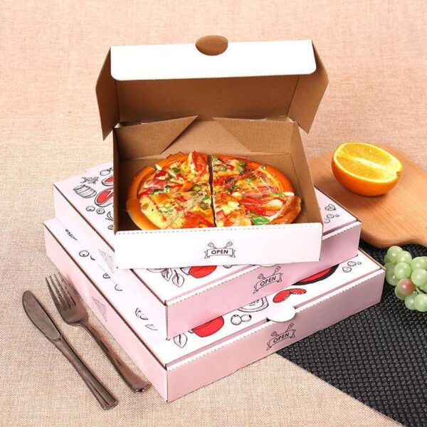 custom pizza box high quality practical white pizza boxes with logo carrier for pizza packages colored design packaging 3