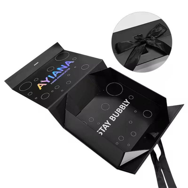 custom printing logo rigid cardboard fold magnet foldable paper folding packaging boxes luxury black magnetic gift box 3