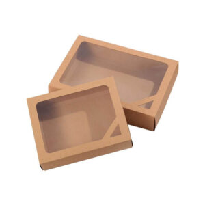 factory wholesale kraft paper box with clear window empty brown storage box flower packaging box 1