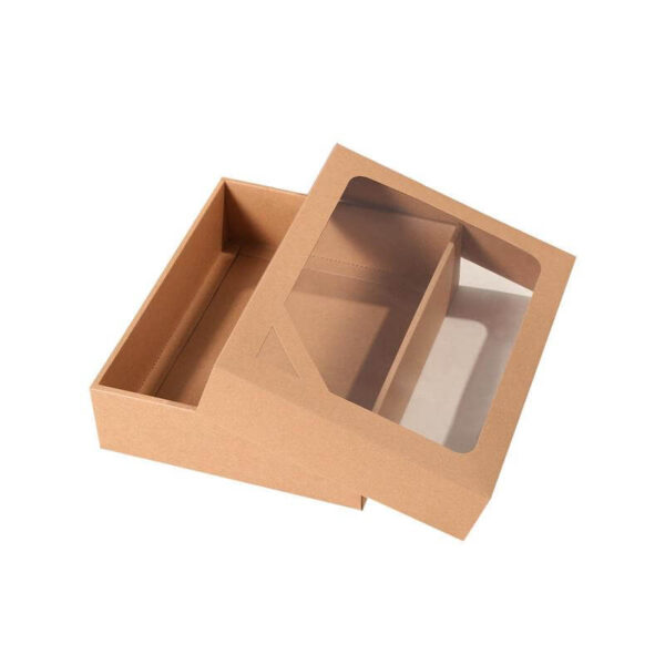 factory wholesale kraft paper box with clear window empty brown storage box flower packaging box 2