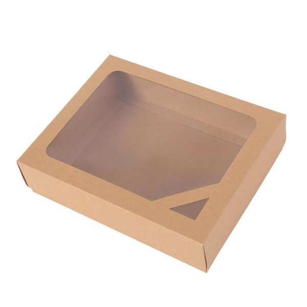 factory wholesale kraft paper box with clear window empty brown storage box flower packaging box 3