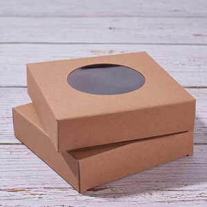 foldable square brown kraft boxes with window kraft gift box for handmade soap party favor treats 1