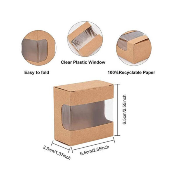 foldable square brown kraft boxes with window kraft gift box for handmade soap party favor treats 3