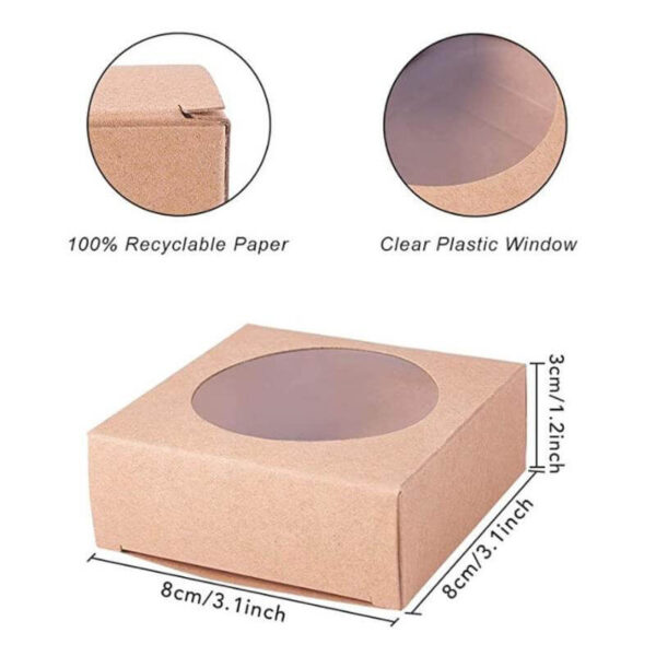 foldable square brown kraft boxes with window kraft gift box for handmade soap party favor treats 4