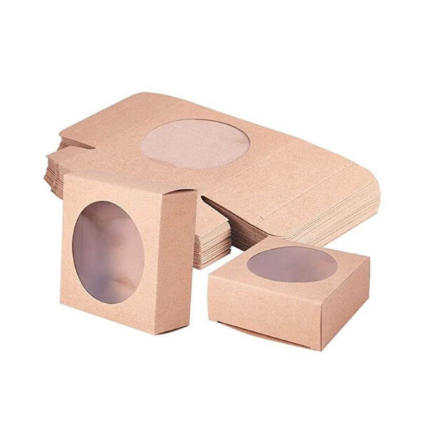 foldable square brown kraft boxes with window kraft gift box for handmade soap party favor treats 5