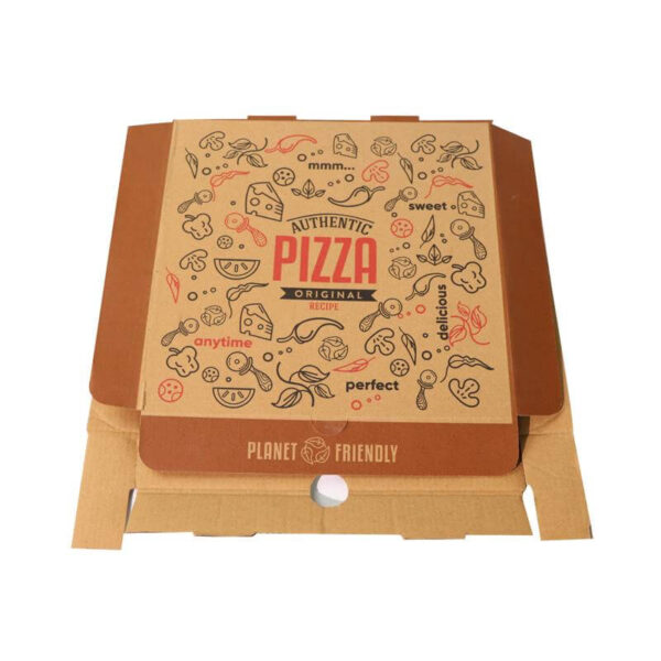 high quality corrugated pizza box eco friendly takeaway and wholesale option with customized printed paper logo for tea serving 2