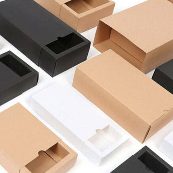 plain small caja de papel cardboard paper boxes custom printing sliding recyclable kraft drawer box packaging for craft gift 1