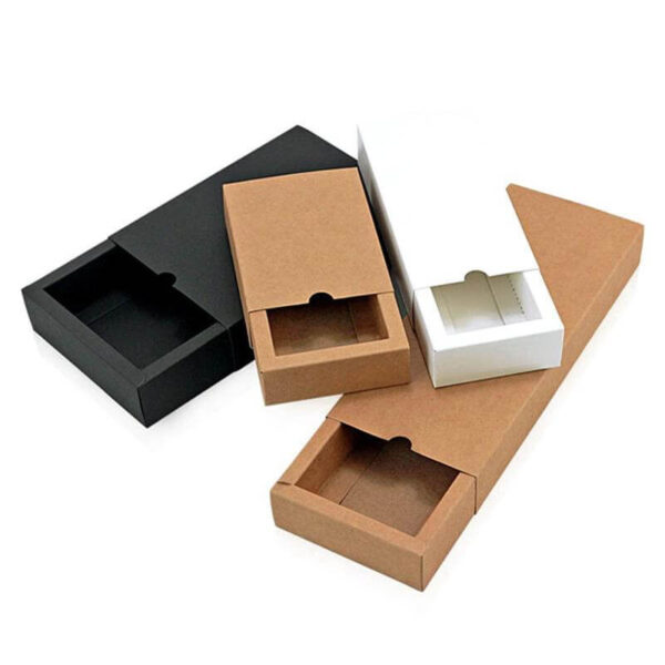 plain small caja de papel cardboard paper boxes custom printing sliding recyclable kraft drawer box packaging for craft gift 3