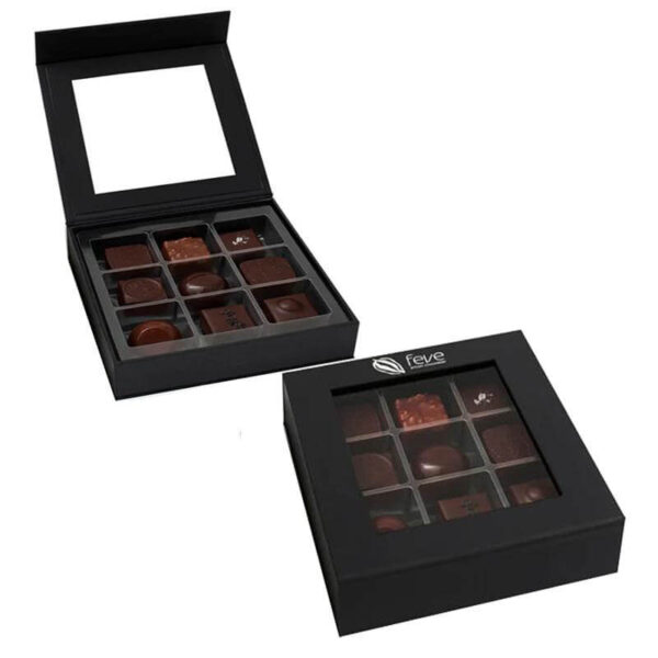 fabricante profesional personalizable atracción magnética caja de chocolate negro transparente 3