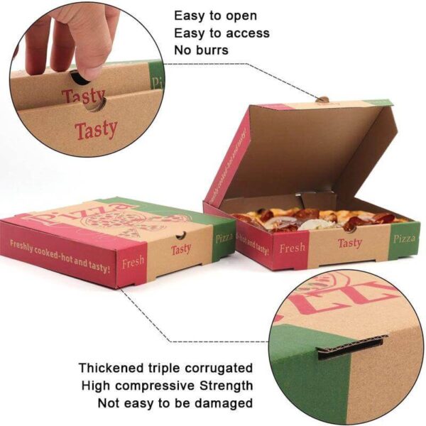 wholesale custom logo printed food grade caja para de pizza cardboard corrugated carton reusable pizza box 3