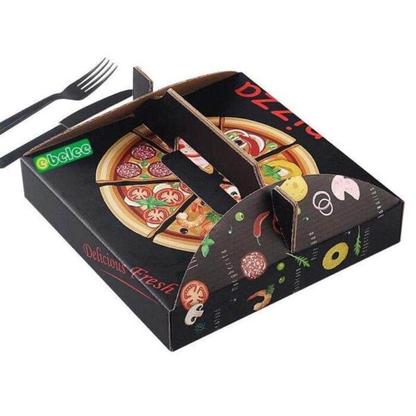 wholesale e flute take away black custom print pizza boxes fast food carton pizza packaging box 12inch 2